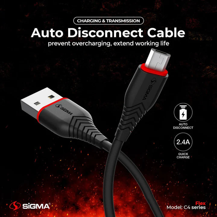 Flex Micro Cable - 2.4A Auto Disconnect - C4 - Black