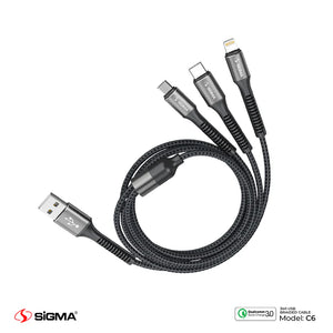 SIGMA C6 3 in 1 BRAIDED CABLE 3A