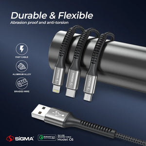 SIGMA C6 3 in 1 BRAIDED CABLE 3A