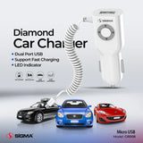Sigma Diamond Series Micro Single USB Car Charger with Built-in micro cable - CR008