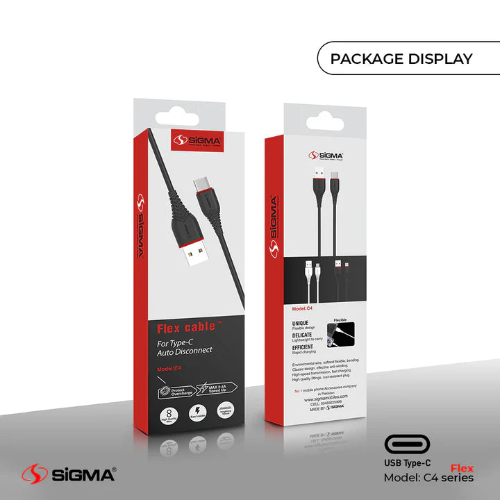 Flex Type-C Cable - 2.4A Auto Disconnect - C4