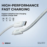 SiGMA 30W PD SERIES CABLE Lightning to C Model: PD-4