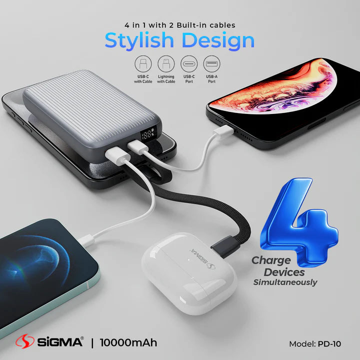 SIGMA PD-10 10,000 mAh 4 IN 1 Power Bank