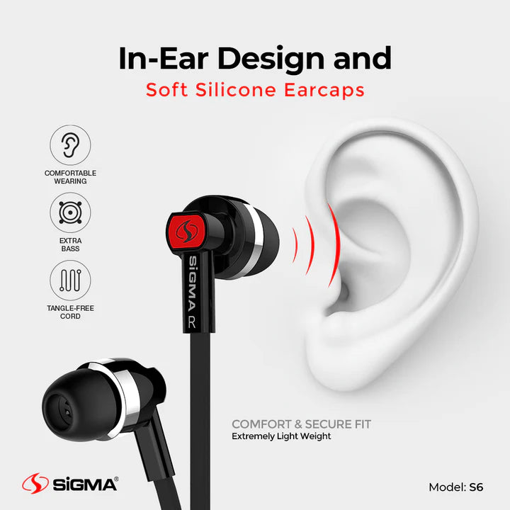 Sigma High Quality Stereo Earphones S6