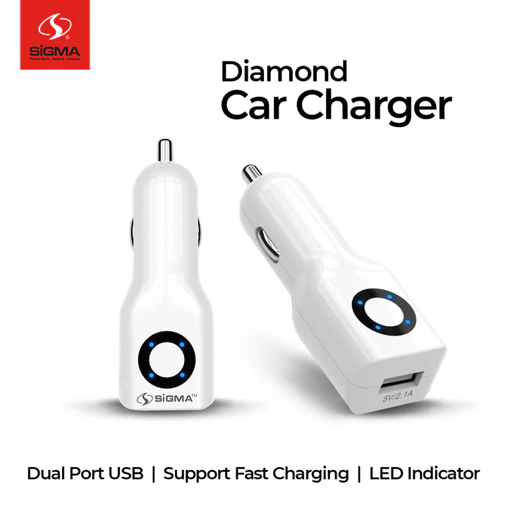 Sigma Diamond Series Micro Single USB Car Charger with Built-in micro cable - CR008