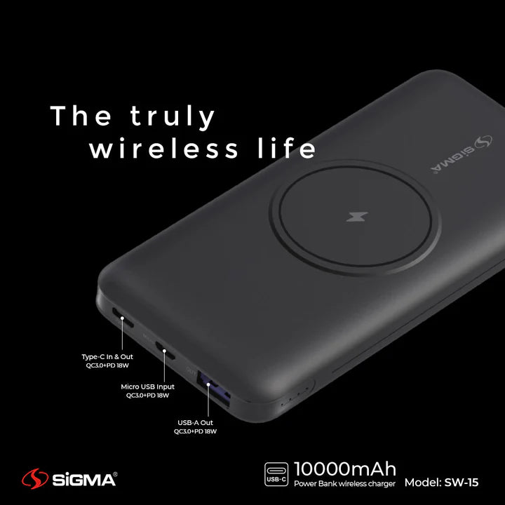 Sigma Wireless Power Bank 10000mAh SW-15