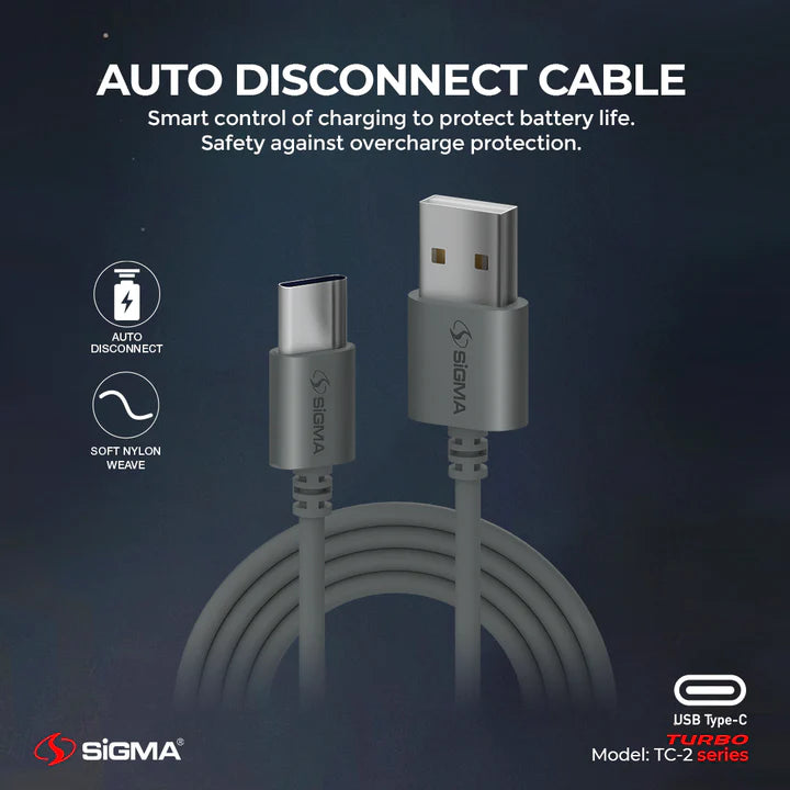 Turbo Type-C Cable 2.4A Auto Disconnect - TC-2
