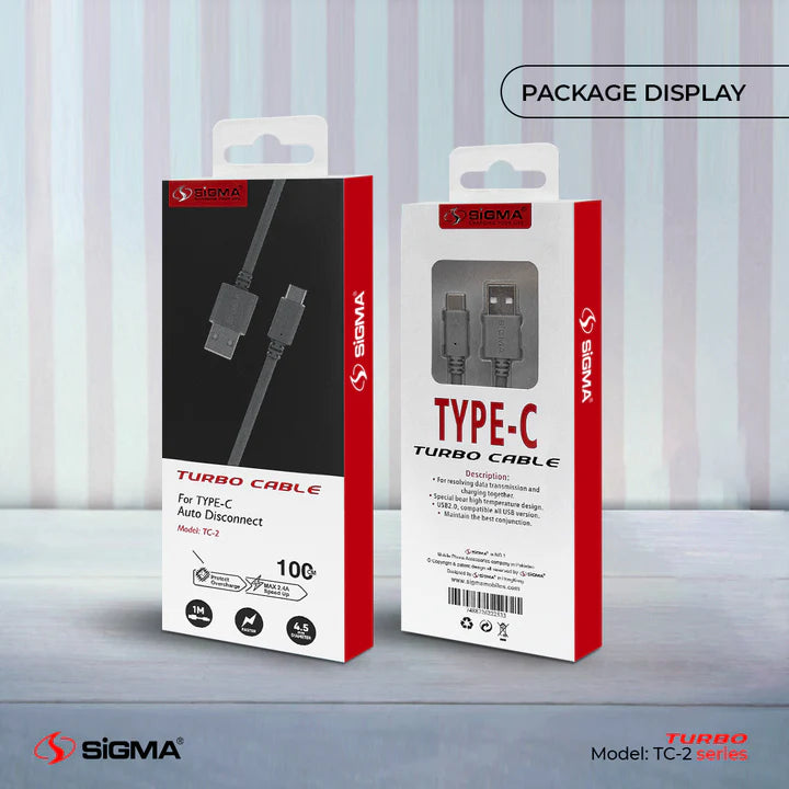 Turbo Type-C Cable 2.4A Auto Disconnect - TC-2